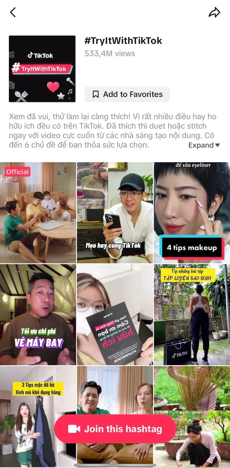 #TryItWithTikTok cán mốc 533 triệu lượt xem #TryItWithTikTok4
