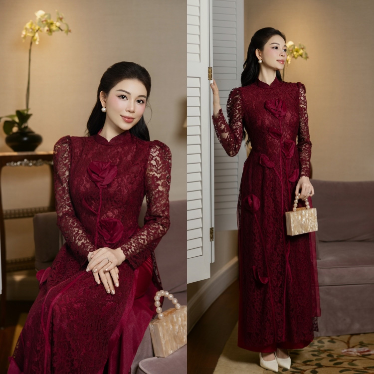 Cô dâu hào môn Linh Rin đằm thắm với áo dài hoa 3D của Đỗ Mạnh Cường Linh-Rin-ao-dai-02