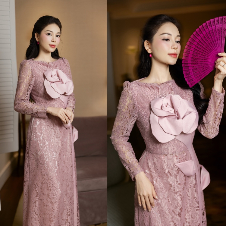 Cô dâu hào môn Linh Rin đằm thắm với áo dài hoa 3D của Đỗ Mạnh Cường Linh-Rin-ao-dai-03
